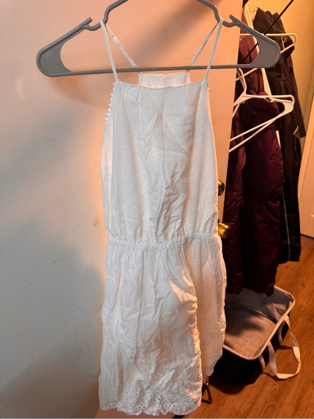 Blue Rain White Eyelet Sundress